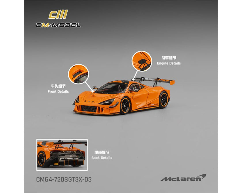 (Preorder) CM Model 1:64 Mclaren 720SGT3X – Papaya Orange - Cheeky MonkeyZ Diecast