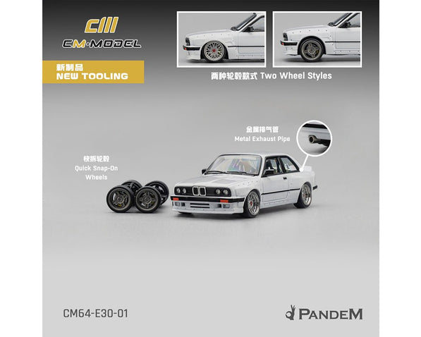 (Preorder) CM Model 1:64 Pandem BMW M3 E30 – Pearl White - Cheeky MonkeyZ Diecast