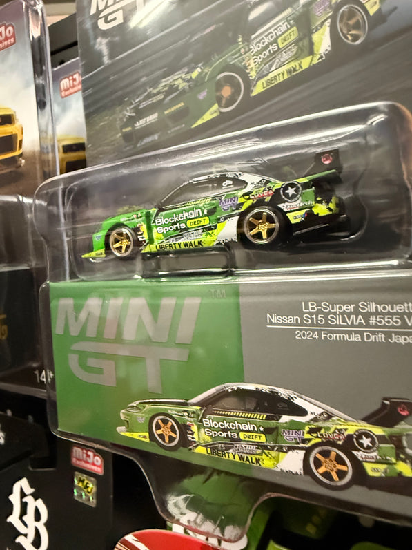 Mini GT 1:64 Nissan LB-Super Silhouette S15 SILVIA #555 V2 2024 – Green – Formula Drift Japan