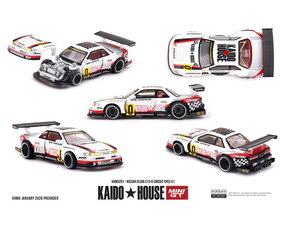 (Preorder) Kaido House x Mini GT 1:64 Nissan Silvia S13 - R Circuit Spec V1 - Cheeky MonkeyZ Diecast