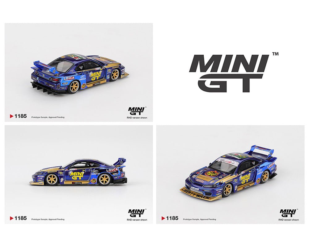 (Preorder) Mini GT 1:64 Nissan LB - Super Silhouette S15 SILVIA 555 Team MINI GT Liberty Walk 2025 Formula Drift Halloween Special – Chrome Blue - Cheeky MonkeyZ Diecast