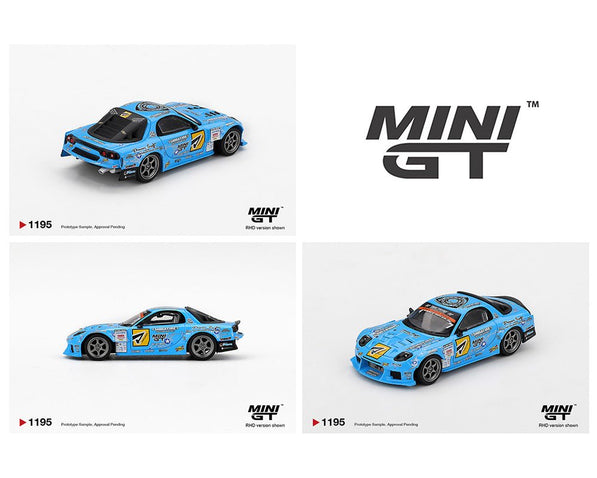 (Preorder) Mini GT 1:64 Mazda RX - 7 RE - Amemiya 2025 D1GP – Blue - Cheeky MonkeyZ Diecast