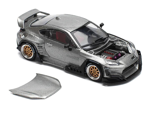 Toyota Pandem GR86 Silver Metallic 1/64 Diecast Model Car by Pop Race - Cheeky MonkeyZ Diecast