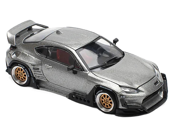 Toyota Pandem GR86 Silver Metallic 1/64 Diecast Model Car by Pop Race - Cheeky MonkeyZ Diecast