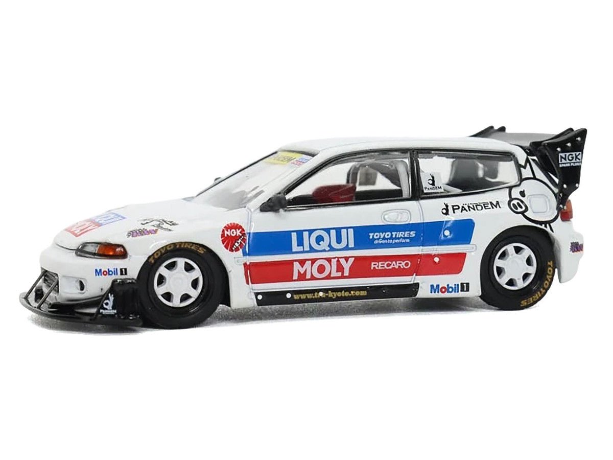 Pandem Civic EG6 RHD (Right Hand Drive) White with Stripes and Graphics 1/64 Diecast Model Car by Pop Race - Cheeky MonkeyZ Diecast